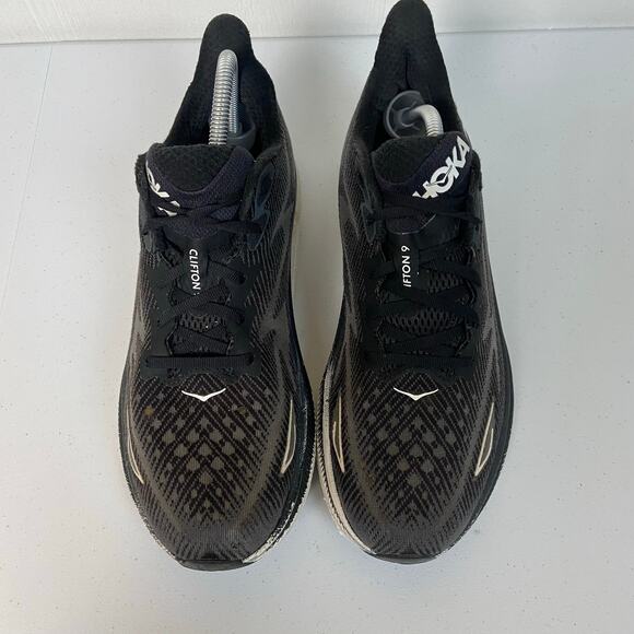Hoka Clifton 9 Mens 10.5 D Black Running Shoes Sneakers 1127895 BWHT main image 7